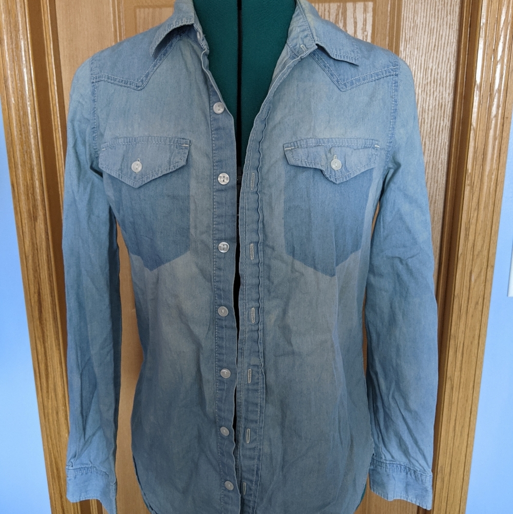 Denim long sleeve cover-up